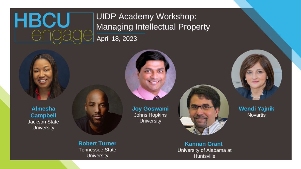 Excited to be presenting at #HBCUEngage with my colleagues on managing IP. I hope to see you there!!
