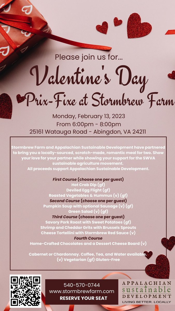 We're looking for a few more V-Day procrastinators! eventbrite.com/.../valentines….... Join us on 2/13 at Stormbrew Farm! Show your love for your partner while showing your support for the SWVA sustainable agriculture movement. All proceeds benefit ASD. $100/person.