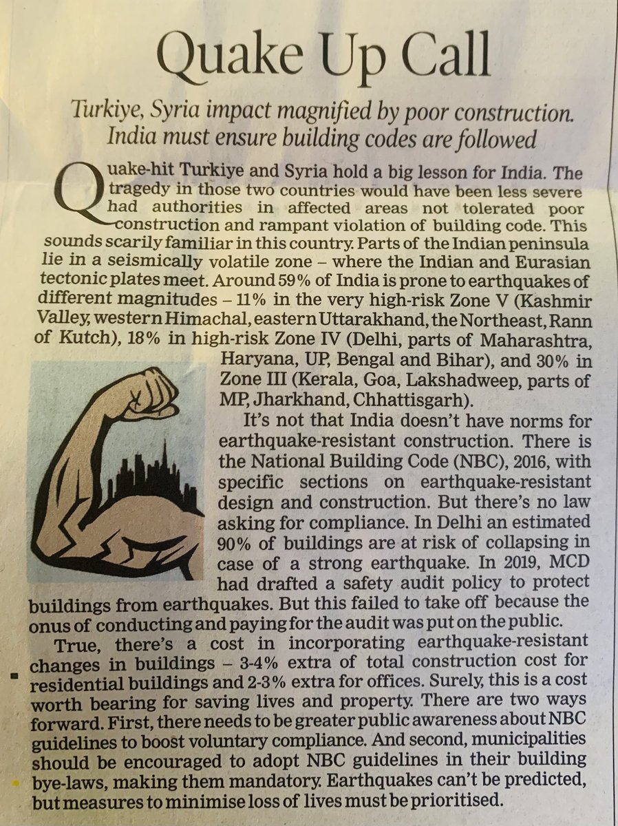 Tragedy in both the countries would have been less severe if the constructions were not violated of the building codes. 

A lesson for India. According to <a href="/TOIIndiaNews/">TOI India</a> 90% of buildings in Delhi are at risk of collapsing in a strong #earthquake