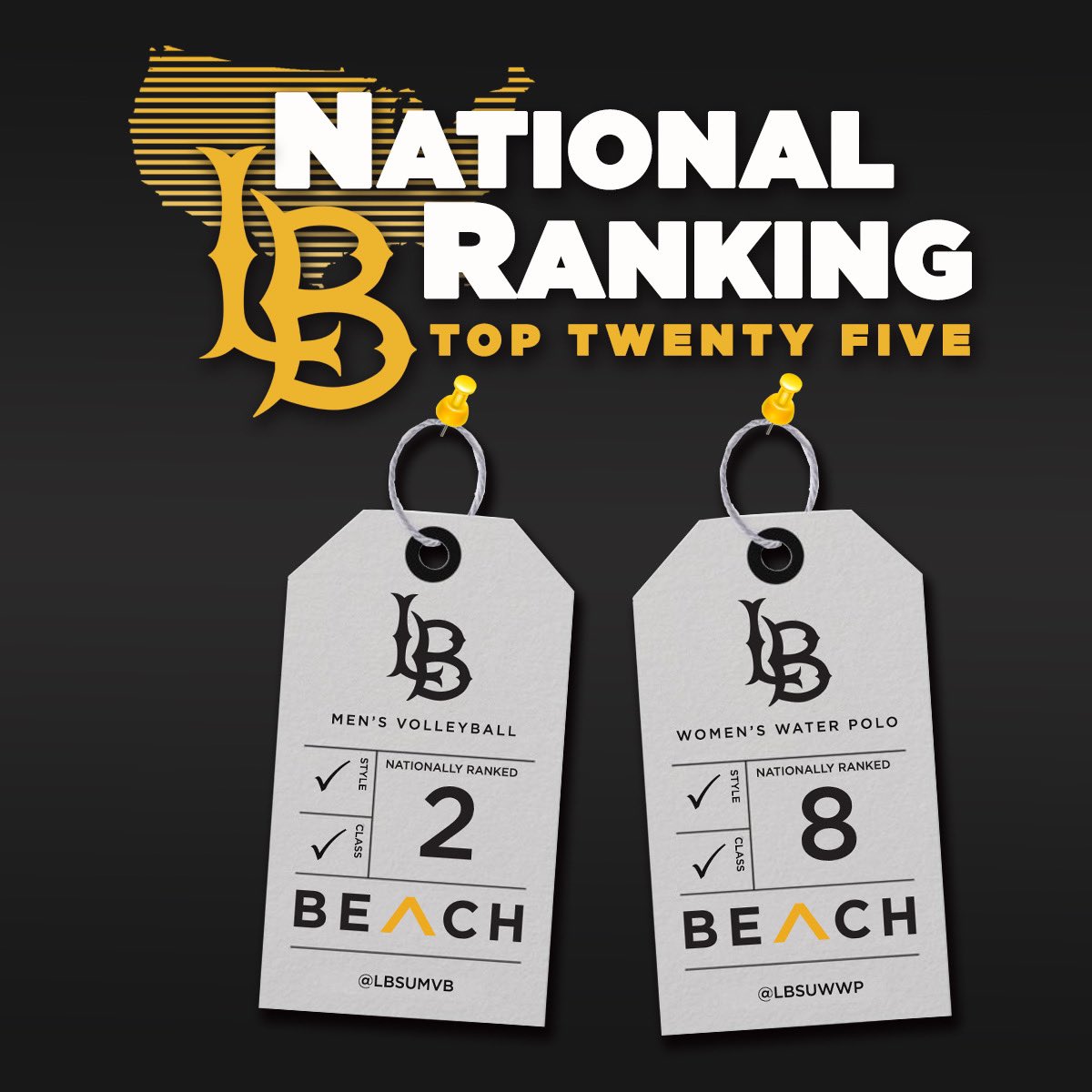 LBSUAthletics's tweet photo. The Beach is NATIONALLY RANKED👏

Your @LBSUMVB is ranked #2 and your @LBSUWaterPolo is ranked #8 in the nation‼️

#GoBeach https://t.co/I7Pm0a71HS