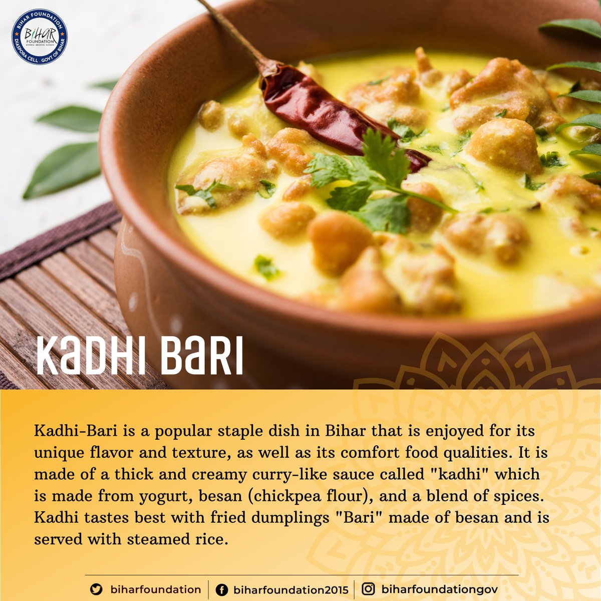 Bihar Foundation on Twitter "Kadhi Bari is a popular staple dish in
