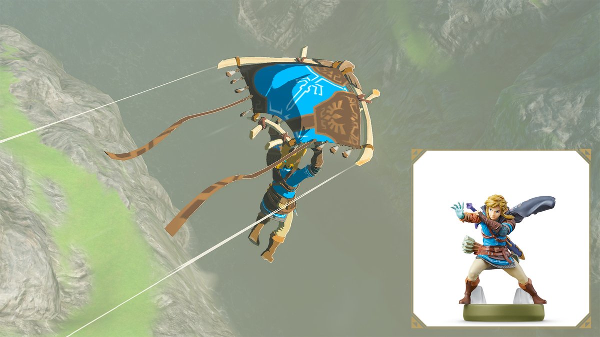 NintendoDE's tweet photo. Wenn ihr #amiibo der The Legend of #Zelda-Reihe in The Legend of #Zelda: #TearsOfTheKingdom einlest, erhaltet ihr nützliches Material und Waffen. Ihr könnt auch Ausrüstung oder einen Parasegel-Stoff im Stil des eingelesenen amiibo freischalten. https://t.co/89PEIXEQPB