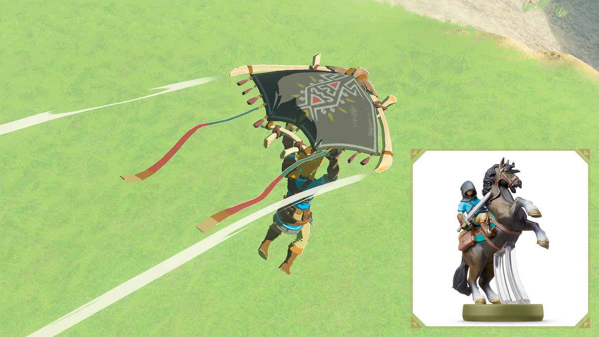 NintendoDE's tweet photo. Wenn ihr #amiibo der The Legend of #Zelda-Reihe in The Legend of #Zelda: #TearsOfTheKingdom einlest, erhaltet ihr nützliches Material und Waffen. Ihr könnt auch Ausrüstung oder einen Parasegel-Stoff im Stil des eingelesenen amiibo freischalten. https://t.co/89PEIXEQPB