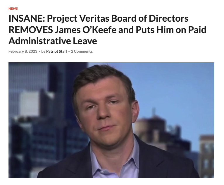 realchasegeiser's tweet photo. Why the hell would the board remove James O'Keefe? https://t.co/vGhehbQGhS