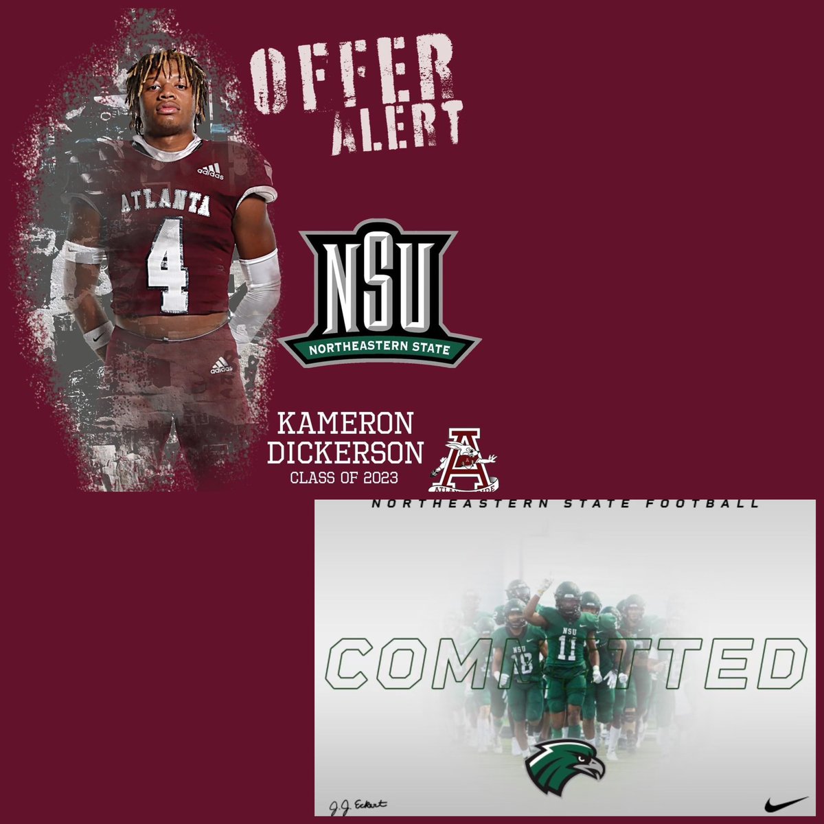 Excited to announce my commitment to <a href="/NSU_Football/">Northeastern State Football</a>  <a href="/CoachJJEckert/">J.J. Eckert</a>  !!!!! Huge thanks to coaches, <a href="/CoachMorton47/">Tyler</a> <a href="/Amorton501/">Andrew Morton</a> ,and my family for the support!!!! 🟢⚪️ LET’S GO!!!