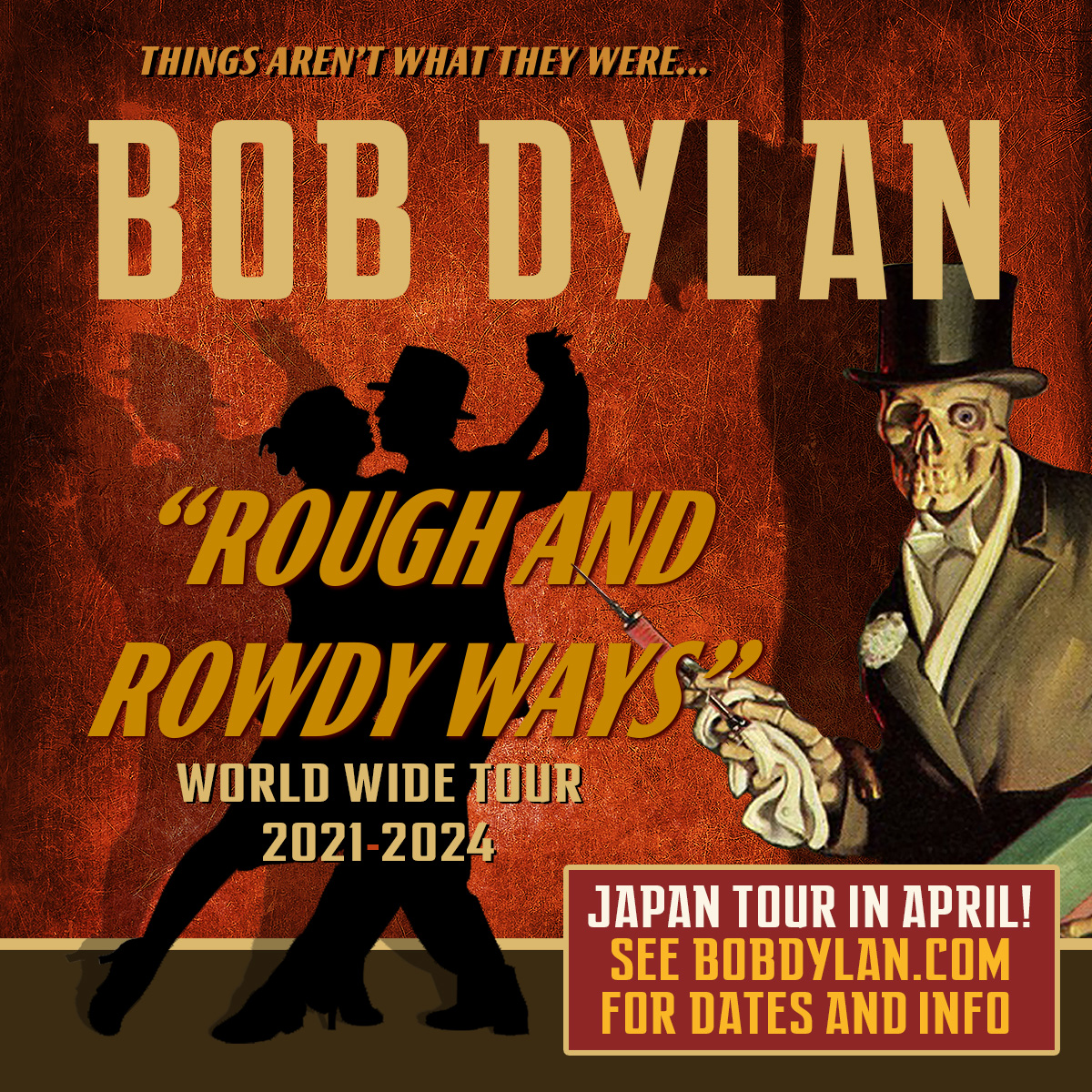 The Rough and Rowdy Ways tour arrives in Japan in April! Dates and on-sale information can be found at bobdylan.com/on-tour/