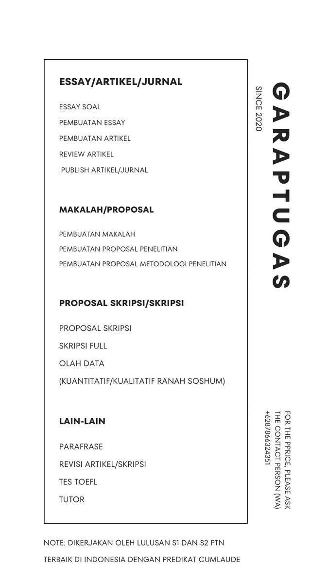est. 20’ Lulusan S2 - Joki Skripsi | Tesis | Tugas tweet media