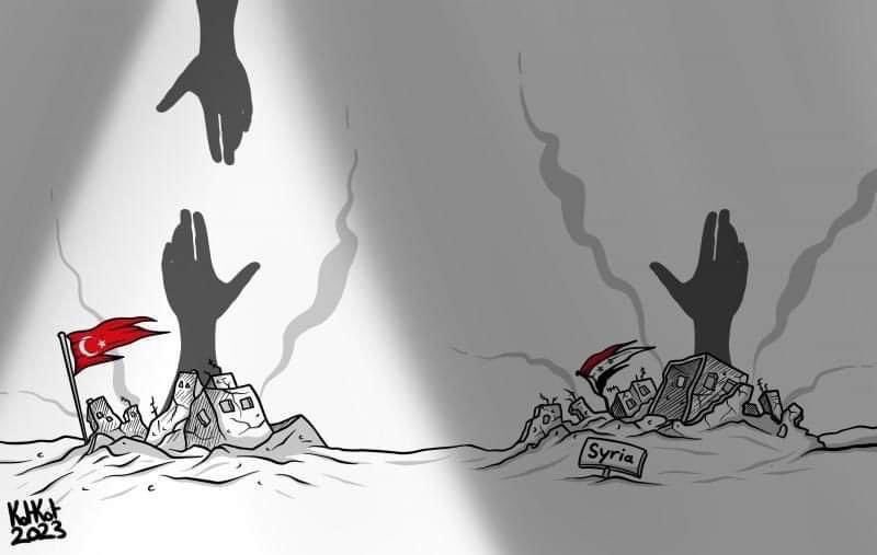 kyaMuseebatHe's tweet photo. The double standards in one pic : 

#TurkeySyriaEarthquake https://t.co/bkGttmifT0