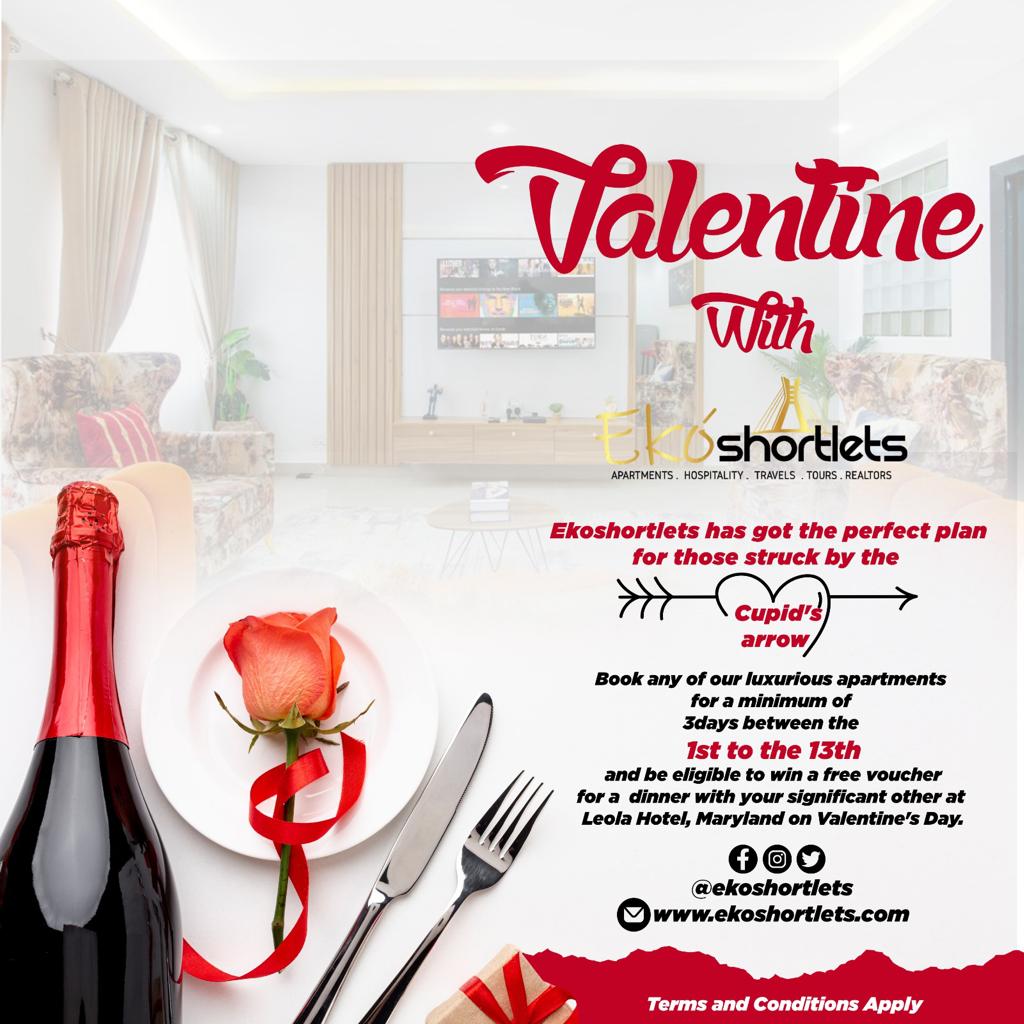 Ekoshortlets's tweet photo. @PeterPsquare Enjoy your valentine's season with Eko Shortlets, in our various packages, offered to allow you and your partner enjoy an exclusive valentine. #ValentinesDay #valentines #BBTitans https://t.co/mqERuG7Sth