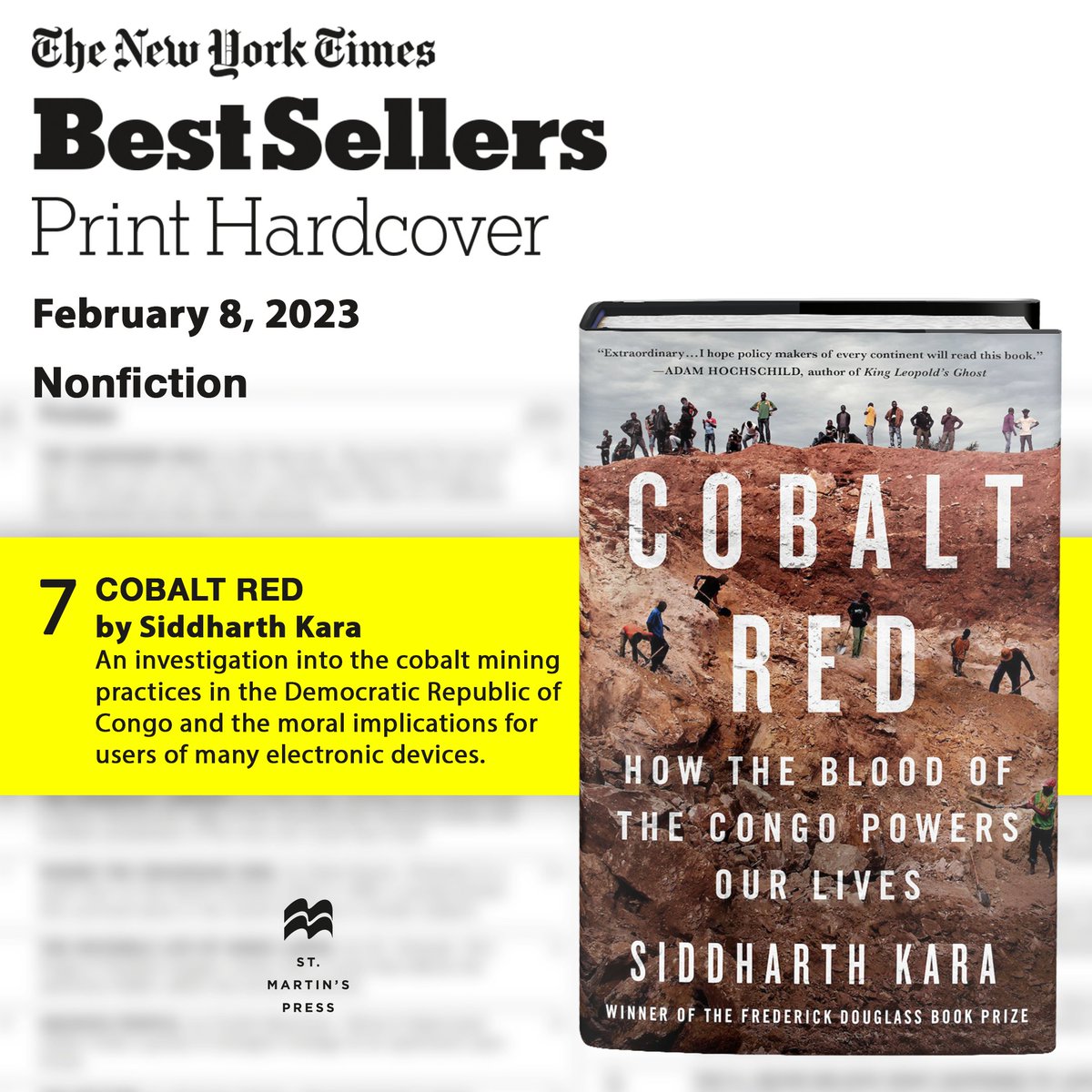 siddharthkara's tweet image. My deepest gratitude to all the readers of "Cobalt Red" who made the book a @nytimes Bestseller in its first week of release. #cobaltred

nytimes.com/books/best-sel…