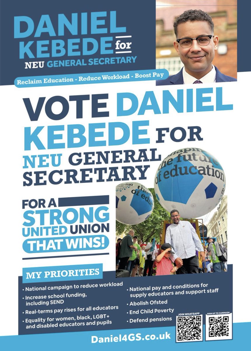 .<a href="/NEUnion/">National Education Union</a> .<a href="/NEU_durham/">DurhamNEU</a> .<a href="/NEUnorthern/">NEU Northern</a>  I’m voting for .<a href="/DanielKebedeNEU/">Daniel Kebede</a> because he understands the stresses of being both Support Staff and Primary teaching. Being a working parent, he also knows the difficulties of work/life balance. Daniel Kebede X