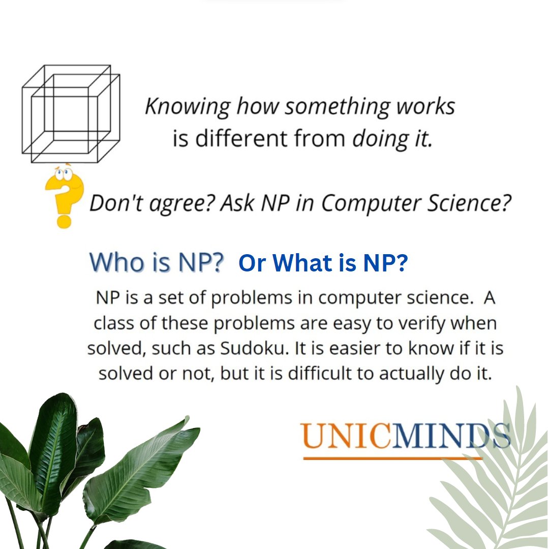 Learn about NP problems in computer science with our coding courses. #unicminds #unicmindscoding #codingforkids #codingclassesforkids #codingkids #kidscoding #programmingforkids #kids #kidslearning #CSforkids #kidslearnings #kidscodingclasses #kidsmaths #algorithmsforkids