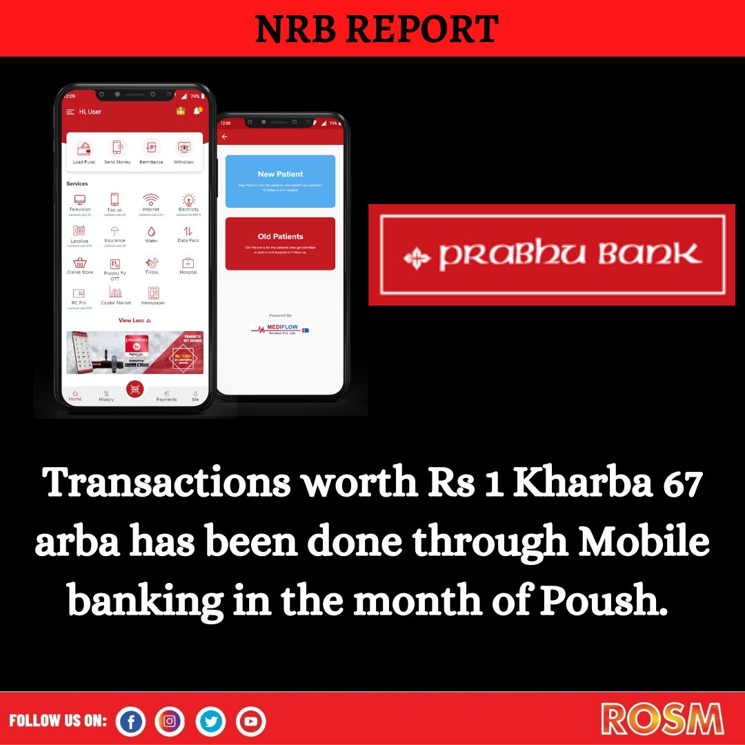RoutineShare's tweet photo. According to the Nepal Rastra bank, Transaction worth 1.67 Kharba has been done through Mobile banking.
#prabubank #rosm https://t.co/Mj38XhCPBR