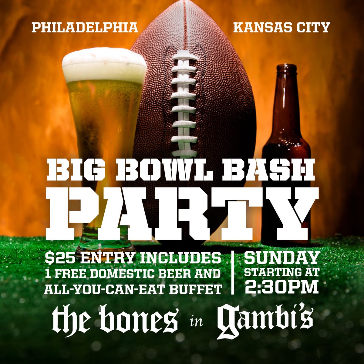 GambisReno's tweet photo. THIS SUNDAY!🏈 Get your spot at The Bones and snag this special deal during the Big Game. 🤩

#gambisreno #somersettreno #thebiggame #football #foodstagram #drinkstagram #renobars #renonevada #renotahoe https://t.co/B579s79fsa