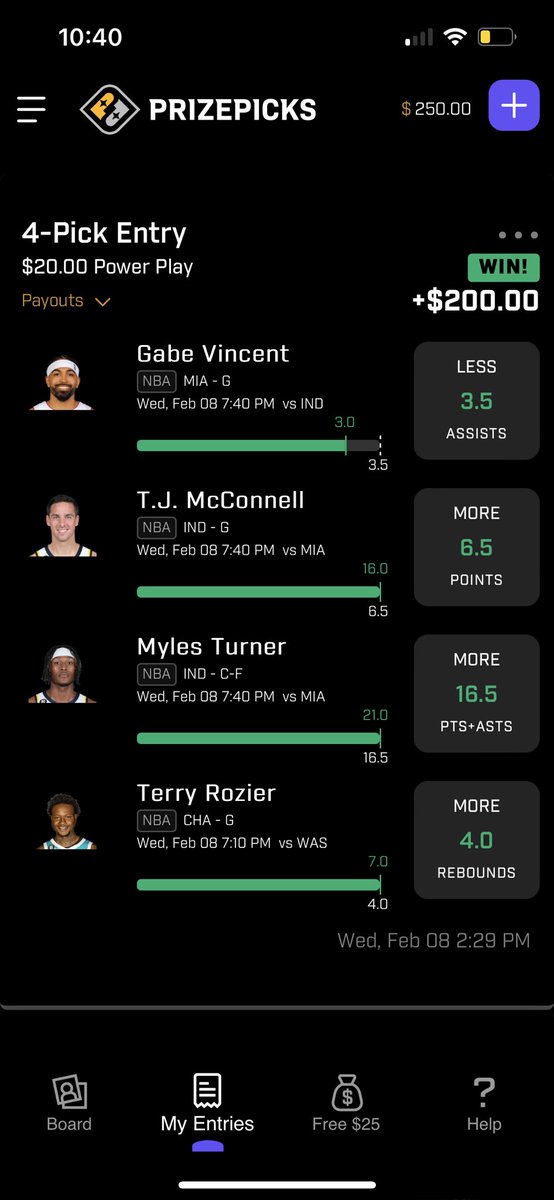 Hit 3 of the 4 slips I posted, took a few losses on Fliff though. Gabe Vincent had me sweating the whole 4th Q!!