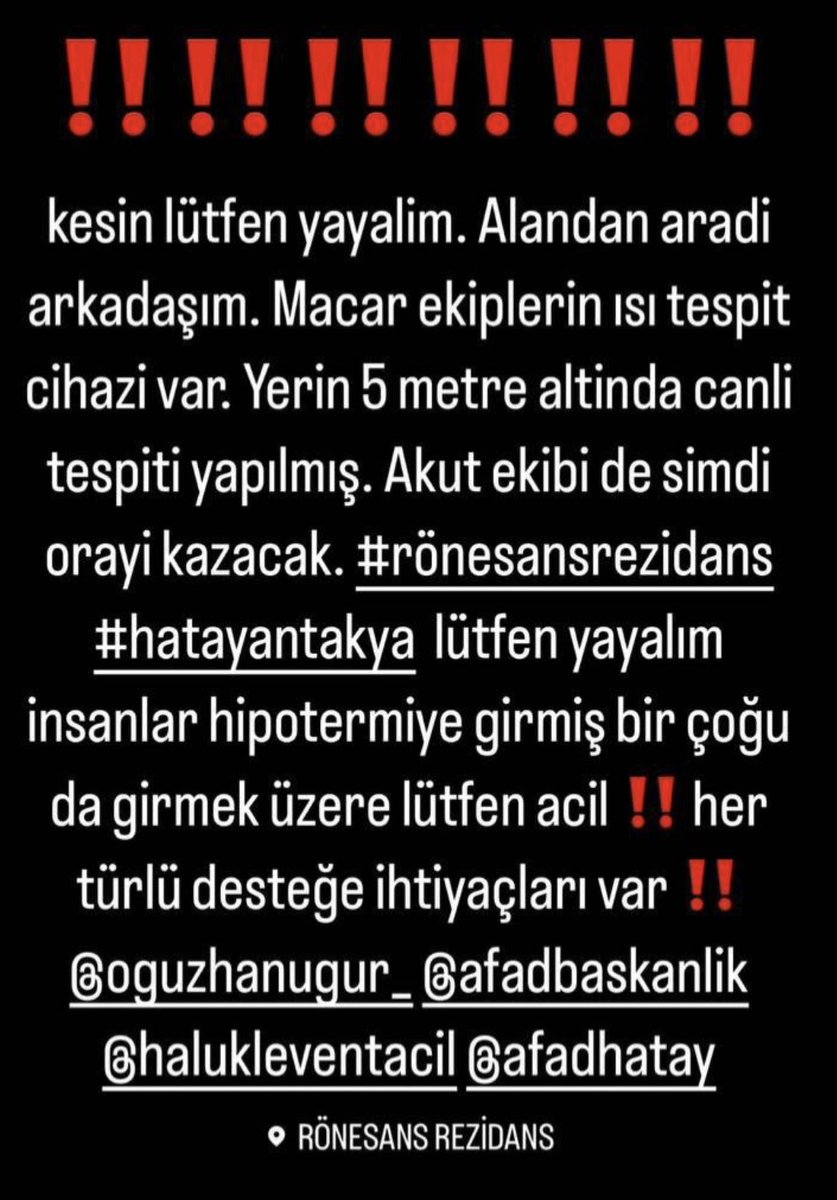 <a href="/DepremDairesi/">AFAD Deprem</a> <a href="/AFADBaskanlik/">AFAD</a> <a href="/AFADHatay/">AFAD HATAY</a> <a href="/HatayBSB/">Hatay Büyükşehir Belediyesi</a> <a href="/BabalaTv/">BaBaLa TV</a> <a href="/OguzhanUgur/">Oğuzhan Uğur</a> <a href="/ahbap/">Ahbap</a> <a href="/haluklevent/">Haluk Levent ( Ahbap Ekibi )</a> <a href="/zekikayahan/">Zeki Kayahan Coşkun</a> <a href="/ekrem_imamoglu/">Ekrem İmamoğlu</a> <a href="/mansuryavas06/">Mansur Yavaş</a> @FOXTurkiye <a href="/ecceylmaz/">Ecce</a> 

RönesansRezidansa EkipGönderin