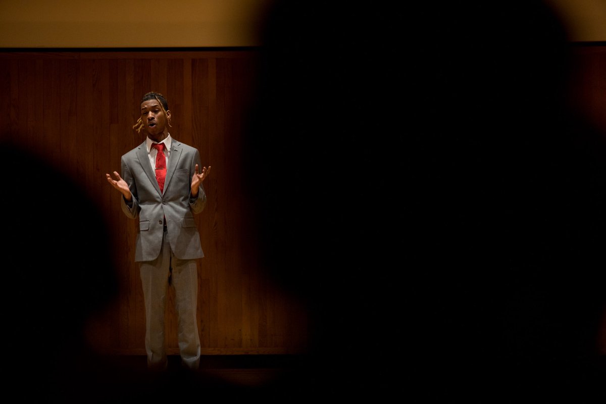 wku's tweet photo. Tonight, FAC’s recital hall echoed with powerful, evocative performances from members of @wkuforensics during their annual Black Excellence Exhibition.
📸 Clinton Lewis
#WKU #BlackHistoryMonth #WinterAtWKU #BlackExcellence #IAmPCAL @WKUPcal @HistoryDeptWKU @WKUISEC https://t.co/WxkbBPJLUS