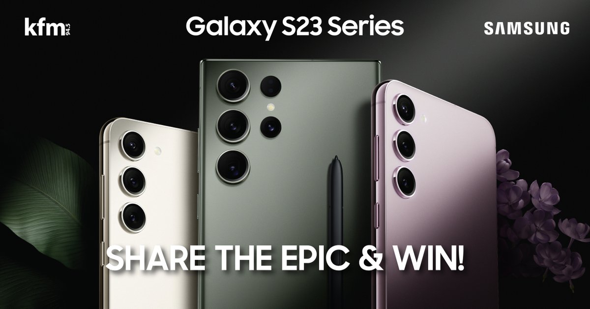 KFMza's tweet photo. WIN with the all-new Samsung Galaxy S23 series.

👉Post a pic of your epic moment using #ShareTheEpic and #GalaxyS23 
👉Tag @SamsungSouthAfrica and @KFMza on Facebook
OR
👉Tag @SamsungMobileSA and @KFMza on Twitter

Find out more on https://t.co/VRdHSpHqsb 
Ts&amp;Cs Appl https://t.co/lhJjchXRPU