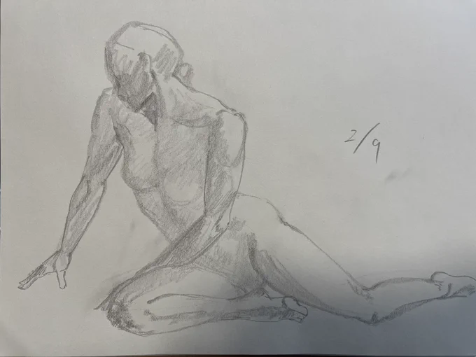 2枚目があまりにもあんまりだったので2回描いたそれにしてもどうしても微妙にはみ出してしまう #まあまあクロッキー 