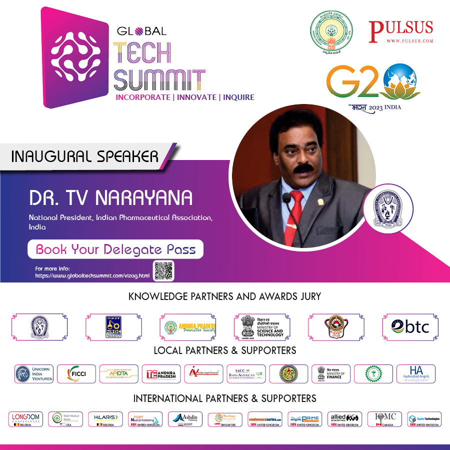 Health20Tech20's tweet photo. Meet our Inaugural Speaker Dr. TV Narayana, National President, Indian Pharmaceutical Association at Global Tech Summit https://t.co/zcHcbV7J6B #Vizag #globaltechsummit #Pharmaceutical #pharmaceutics @ipapharma @PharmaTimes_IPA @ApiicOfficial @IPA_SF @CW_Pharmacists @FIP_org https://t.co/4yCgcZMgSw