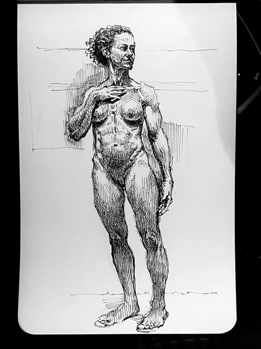 Sketch of Anna at life drawing. 