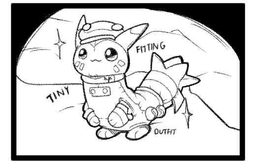 Furret plush in an aether employee outfit 