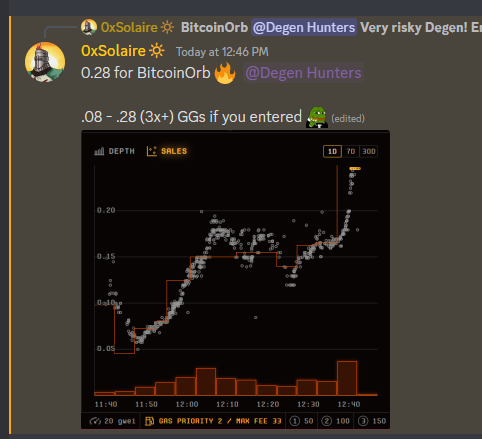0xKrow's tweet photo. BitcoinOrb: 0.08 - 0.28 (hitting 0.3 at the time of writing)

Let's see where this goes 🤔

PS: @hunterlabs_nft printing as usual 💸🤫 https://t.co/3jVWpqL9wN