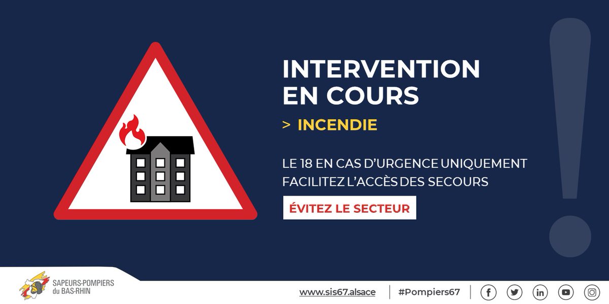 sdis67's tweet photo. [INTERVENTION] ⚠️🔥 Incendie en cours Route du Rhin à #Beinheim, Évitez le secteur et facilitez l’accès des secours 🚒 https://t.co/32FLP0C78l