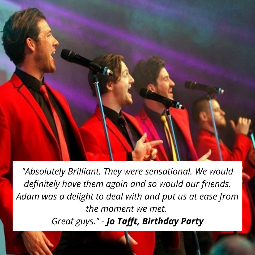 #TestimonialThursday another lovely testimonial for our Jersey Boys tribute act, The Faux Seasons after a Birthday party in Hertfordshire last month! 👏

Check out 'The Faux Seasons' here - bit.ly/3x4grRO