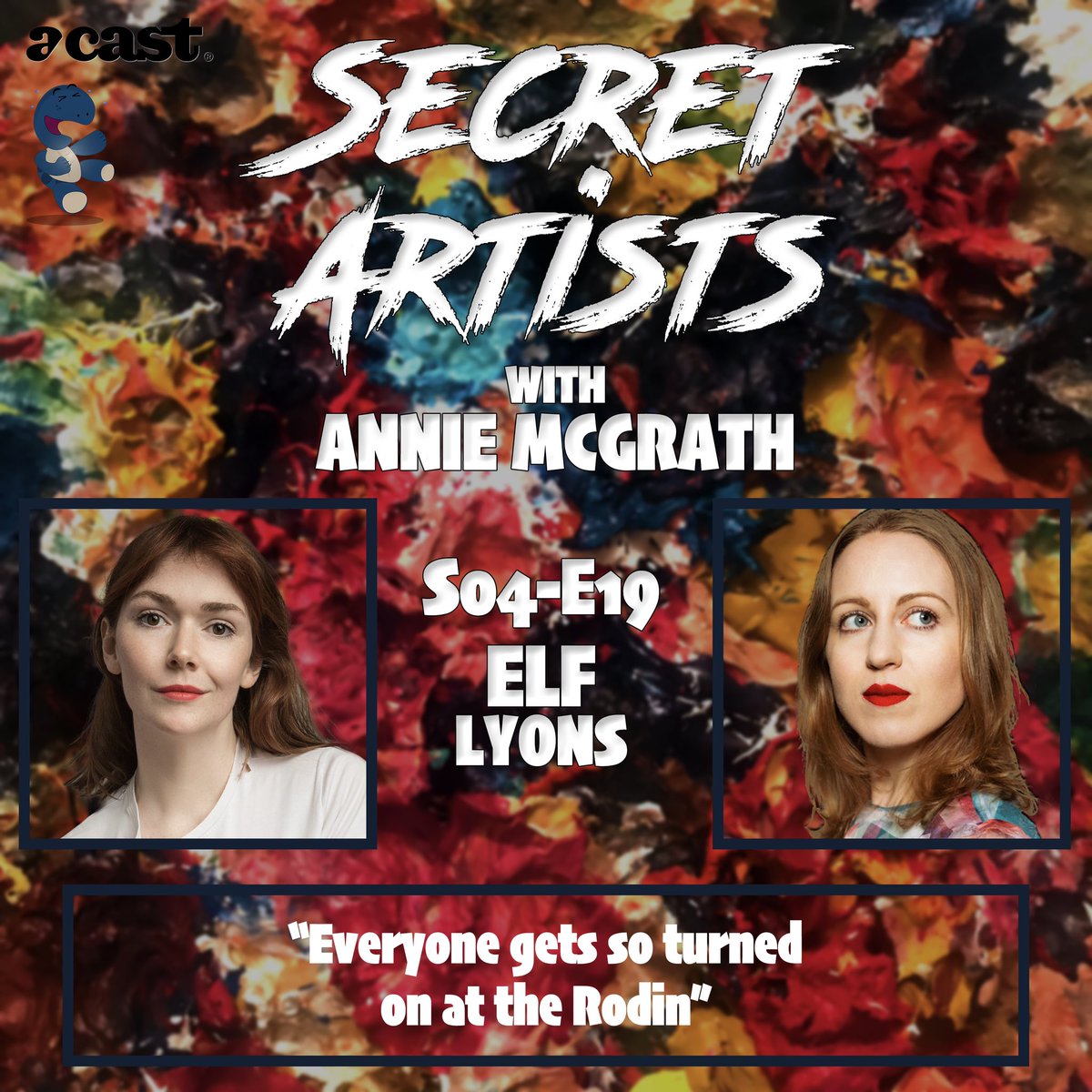 secretartpod's tweet photo. New #secretartists episode out now with award winning comedian, live artist, theatre maker, director &amp; teacher @elf_lyons! Lovely episode; disgusting paintings. Listen now! 🤡🐸 https://t.co/mimw6mp4G6 #elflyons #secretartistspod #art #podcasts https://t.co/MSLiHHJFVL