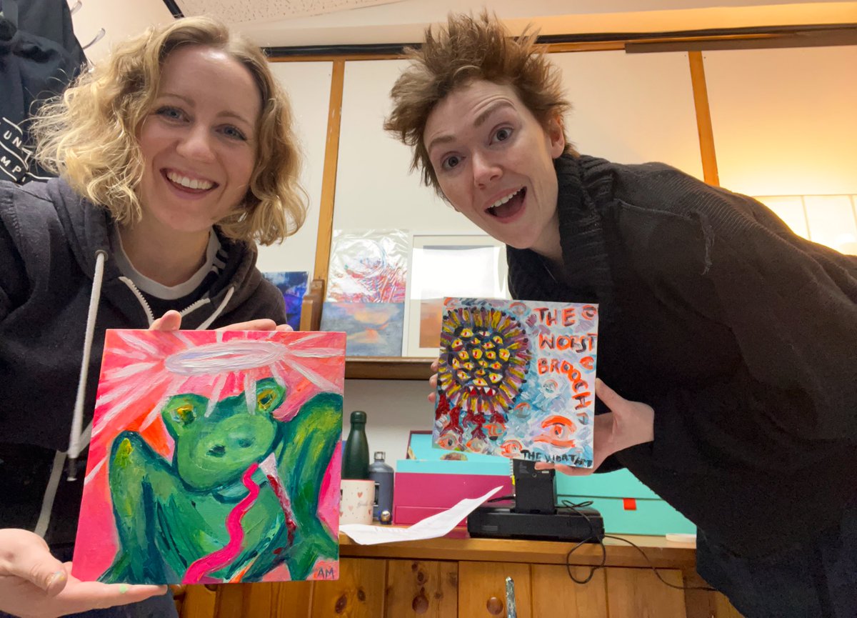 secretartpod's tweet photo. New #secretartists episode out now with award winning comedian, live artist, theatre maker, director &amp; teacher @elf_lyons! Lovely episode; disgusting paintings. Listen now! 🤡🐸 https://t.co/mimw6mp4G6 #elflyons #secretartistspod #art #podcasts https://t.co/MSLiHHJFVL