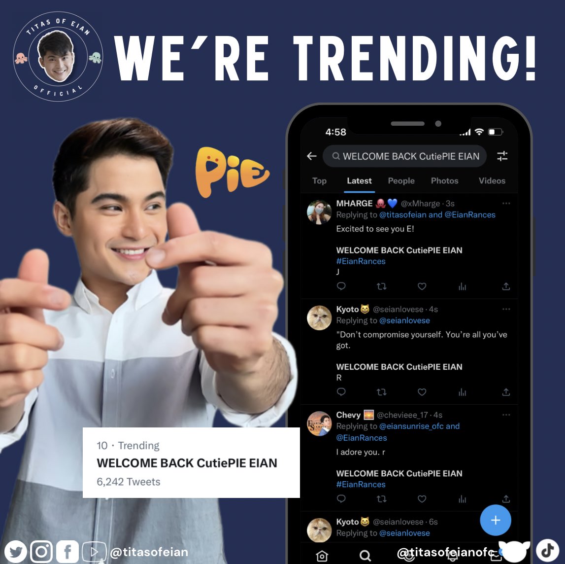 TITAS OF EIAN (@titasofeian) on Twitter photo Weโre now trending at tenth spot nationwide! Keep tweeting fam!
WELCOME BACK CutiePIE EIAN
<a href="/EianRances/">๐๐ถ๐ฎ๐ป ๐ฅ๐ฎ๐ป๐ฐ๐ฒ๐</a> | #EianRances Weโre now trending at tenth spot nationwide! Keep tweeting fam!
WELCOME BACK CutiePIE EIAN
<a href="/EianRances/">๐๐ถ๐ฎ๐ป ๐ฅ๐ฎ๐ป๐ฐ๐ฒ๐</a> | #EianRances
