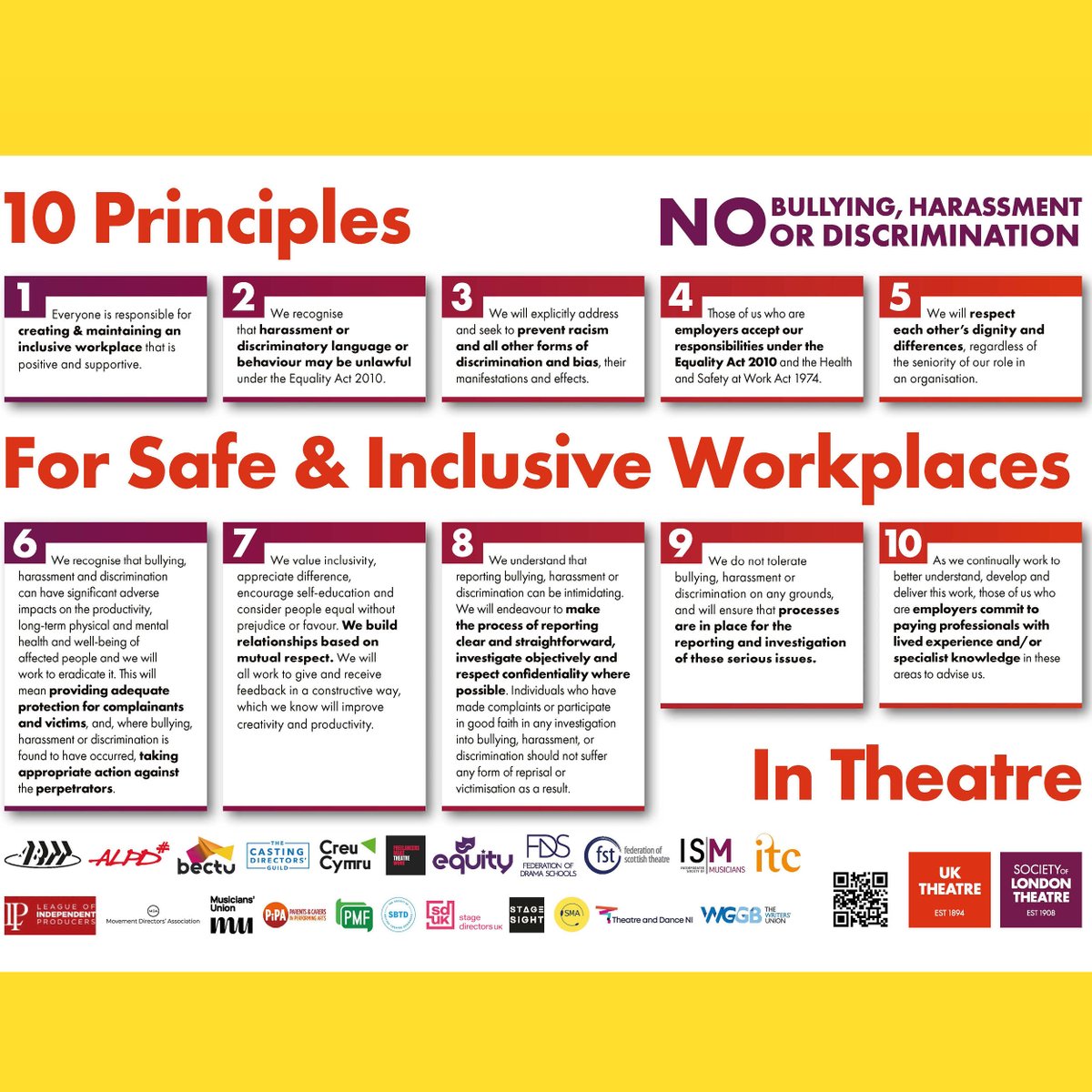 theabtt's tweet photo. The ABTT supports #10Principles for creating safe and inclusive working spaces in the theatre industry to help tackle bullying, harassment and discrimination.
Click to expand: https://t.co/TOzl2N5IWC
#ABTT #TechnicalTheatre https://t.co/D1V2aTpXQU