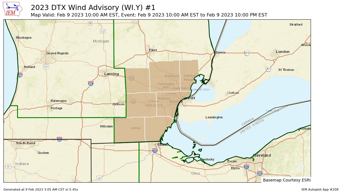 Midwest Weather on Twitter "DTX continues Wind Advisory valid at Feb 9