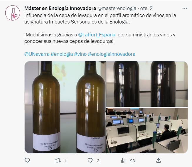 Es increíble la cantidad de actividades e interacciones que incluyen las asignaturas de nuestro Master en Enología Innovadora
<a href="/masterenologia/">Máster en Enología Innovadora</a> 
👉 Adriana Ochoa @bodegasochoa
👉 Xabier Kamio  <a href="/az3oeno/">AZ3 Oeno</a> 
👉 Ana Villa <a href="/vitisnavarra/">Rafa García -VITIS NAVARRA-</a> 
👉 Julián y Bárbara <a href="/ViticulturaViva/">Julián Palacios - Viticultura Viva</a> 
 (sigue!)
