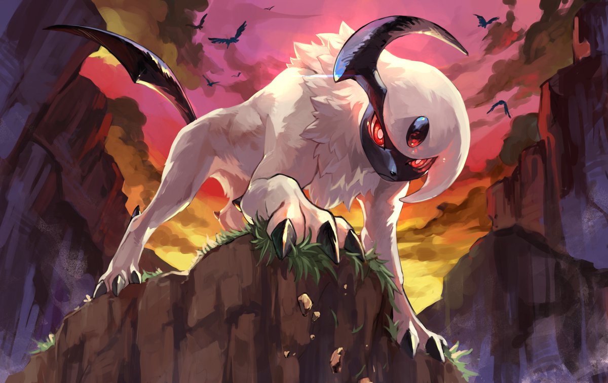 pokemon (creature) no humans outdoors solo red eyes sky cloud  illustration images