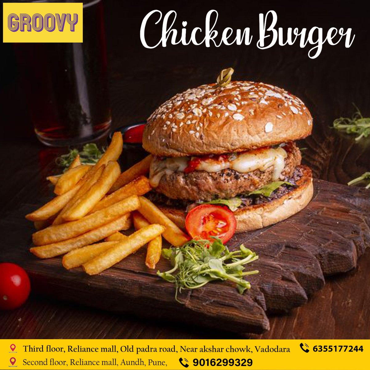 #groovy #burger #burgers #spicyfood #food #foodie #fries #chicken #nonvegburger #foodstagram #creamy #crunchy
#burgertime #bestburgerintown #bestburger #chickenburger #burgerlover #yummy #foodlover #fastfood #delicious #zomato #swiggy #Gujarat #maharashtra
