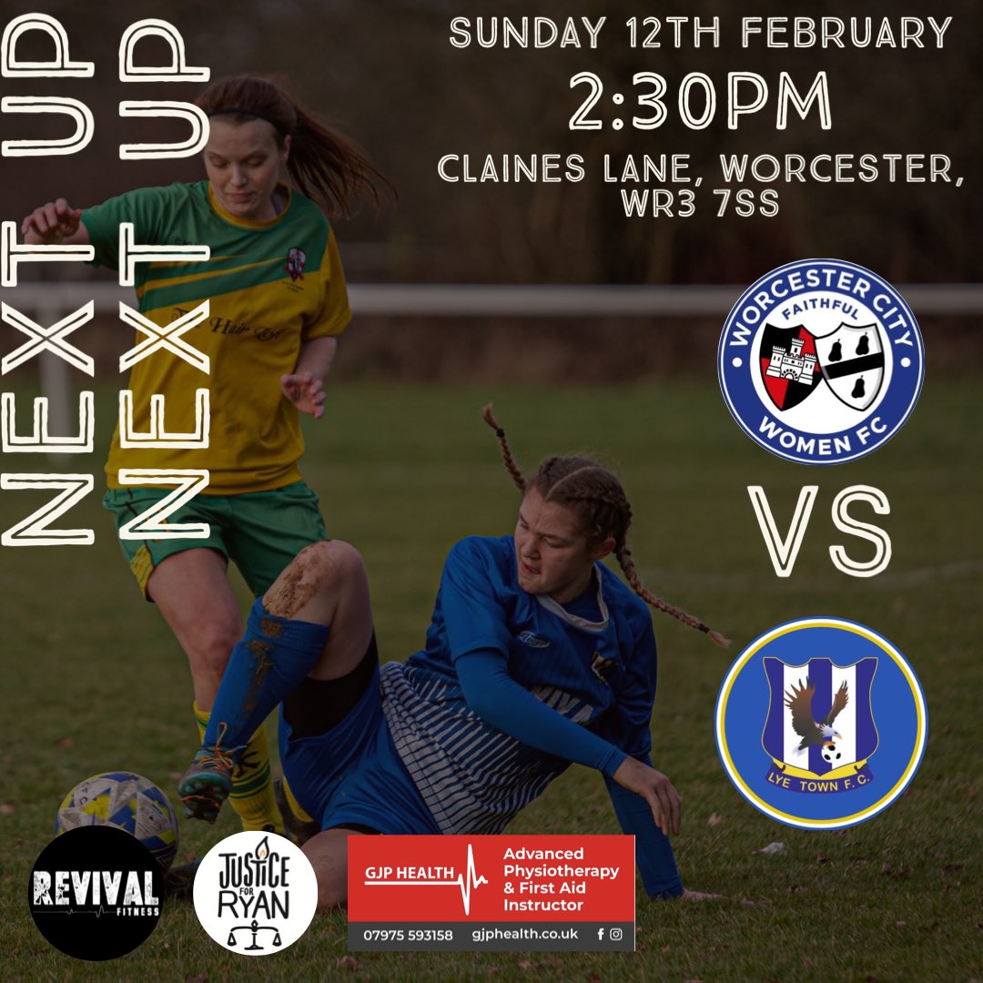 lyetownladies's tweet photo. NEXT UP‼️

🆚 @WCFCWomen 
📆 Sunday 12th February 
🕐 2:30pm KO 
🏟️ Claines Lane, WR3 7SS

Come down and show your support🦅💙 https://t.co/Q3OFTVsNY6