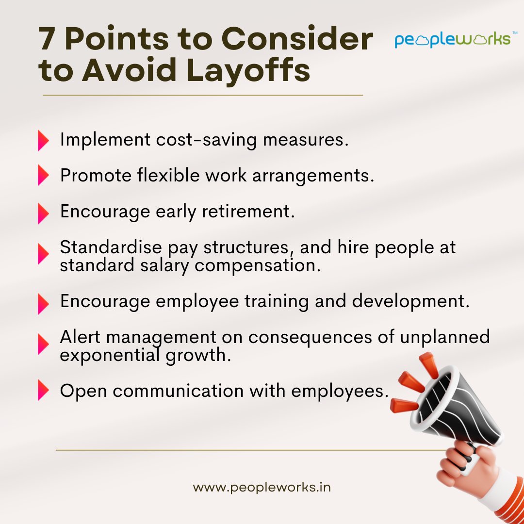 PeopleWorksBiz's tweet photo. Technology companies have laid off more staff in 2023 than in any other month since the pandemic began. Here are a few things to think about if you want to avoid layoffs. #layoffs2023 #layoffs #layoffsupport

#hr #hrcommunity #hrmanager #hrgeneralist #hrms #hcm #hrsoftware https://t.co/7nliTBZC4y
