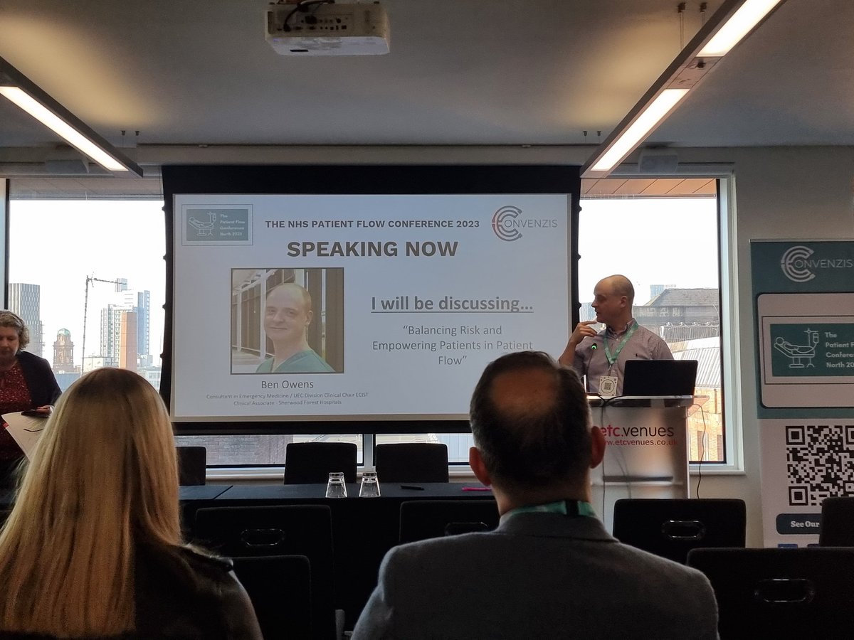 Kicking off with <a href="/EmergMedCons/">Ben Owens</a> talking about Balancing Risk and Empowering Patients in patient flow. 
#patientflow <a href="/Convenzis_Group/">Convenzis</a>
#balancingriskandflow #NHS