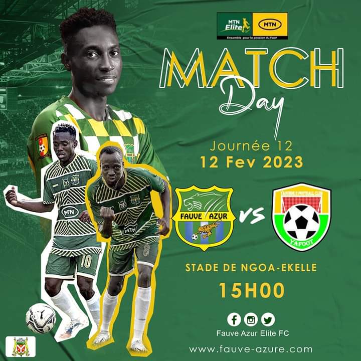 #MTNEliteOne 
🟢🟡 Le retour des Fauves !
Le plus important Rdv de la semaine. Les #Fayaboys vous reviennent plus déterminés...
#TousderrierelesFayaboys ce Dimanche au 
🏟️Stade de Ngoa-Ekellé
🗓️Dimanche 12 Février 2023
🕒 15 H 
👉🏾 fauve-azur.com 
#FauveAzurEliteFC