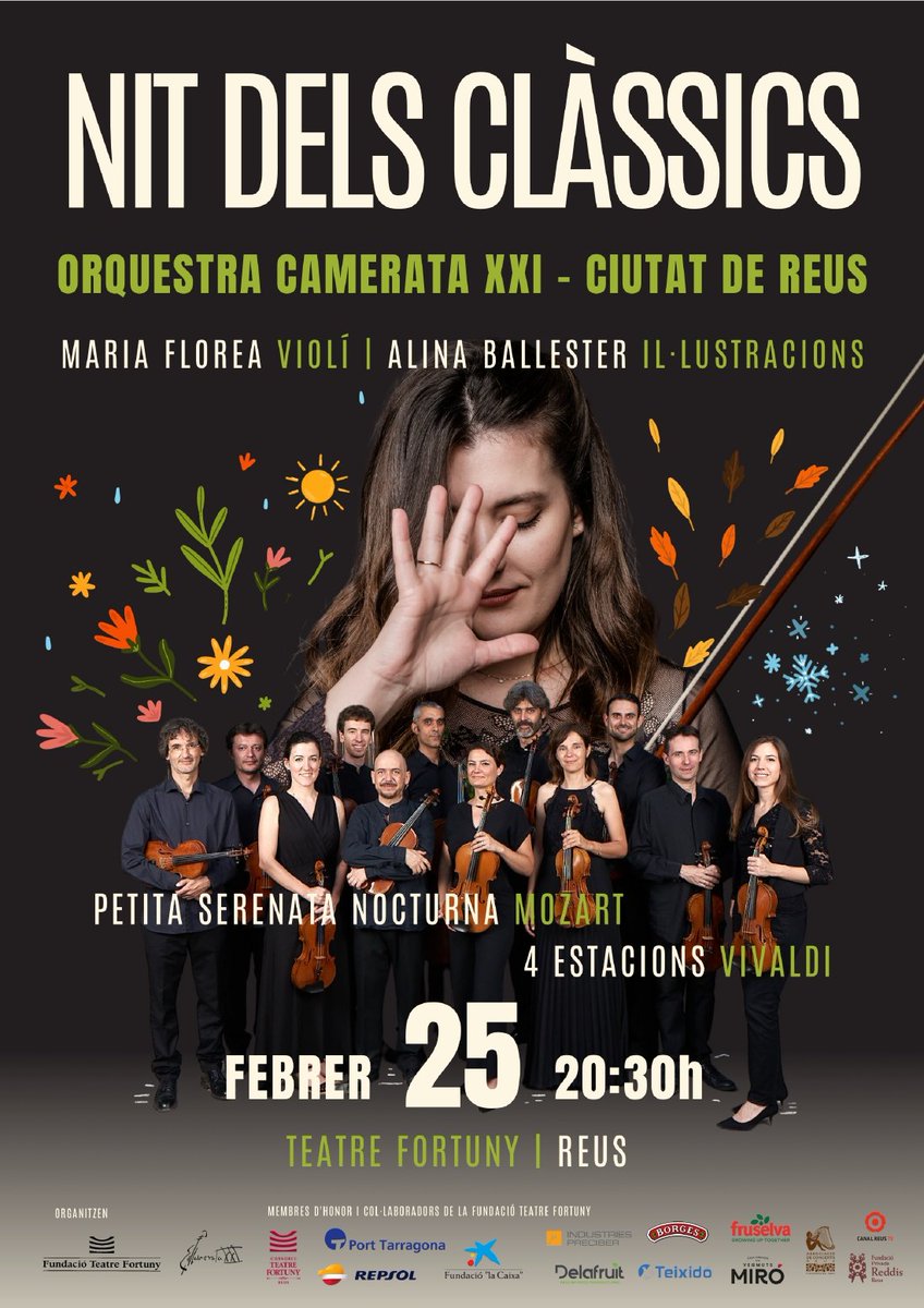 🎵 La Fundació Teatre Fortuny i la Camerata XXI organitzen una "Nit dels Clàssics" pel proper 25 de febrer al #TeatreFortuny de #reus

Els músics compartiran escenari amb la violinista @mariafloreavln  i la il·lustradora <a href="/AlinaBallester/">.</a>

reus.cat/noticia/la-fun…

<a href="/ReusCultura/">Reus Cultura</a>