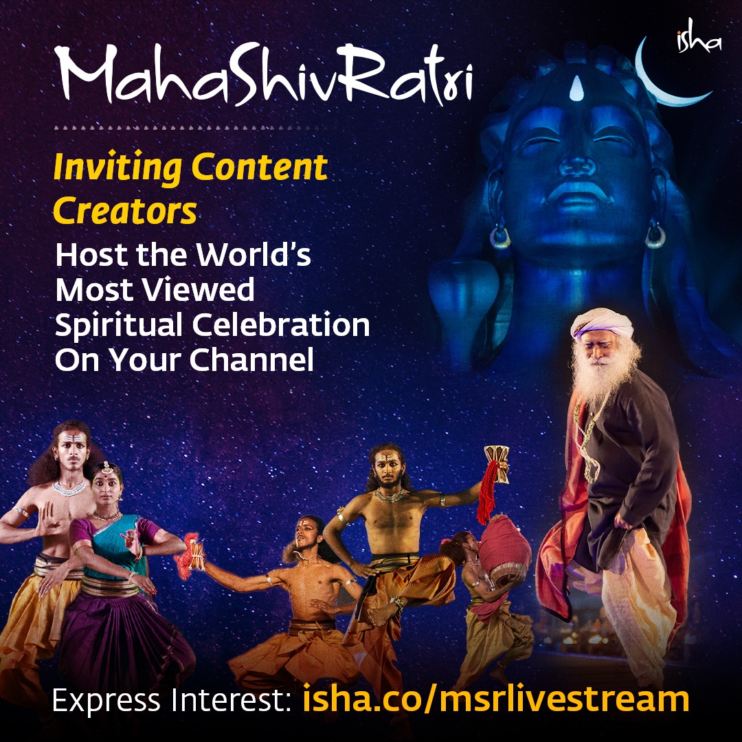 ishafoundation's tweet photo. You can be part of @SadhguruJV's vision of offering at least one drop of spirituality to the world by sharing the joy and bliss of the exuberant nightlong #Mahashivratri2023 celebrations with your audience.
Interested? Sign up here: https://t.co/d1M1TGe8yv https://t.co/pF5UQDzc3g