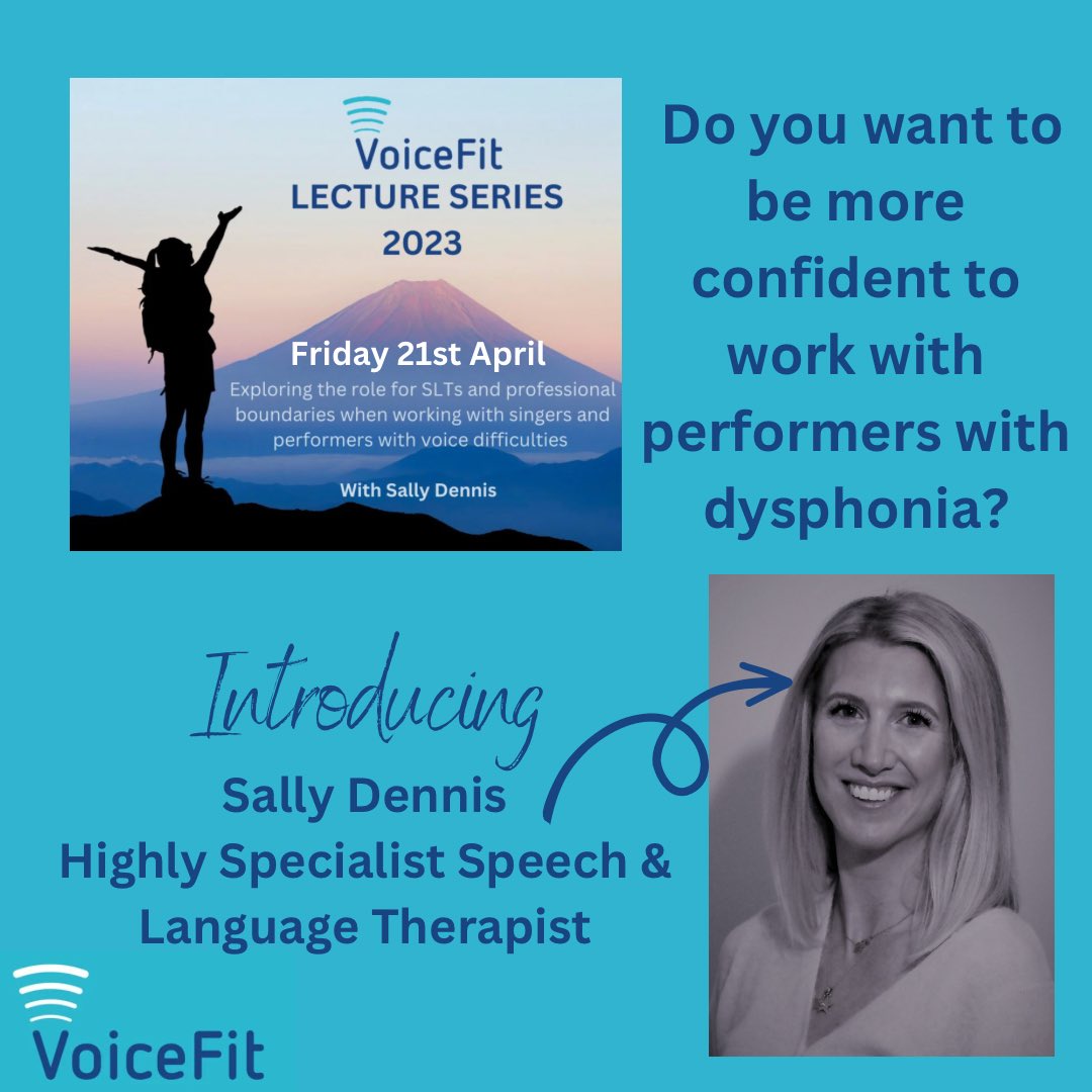 Friday 21st April 12.30 - 13.45

Do you want to feel more confident working with performers and singers with voice difficulties? 

Specialist SLT <a href="/SallyMDennis/">Sally Dennis</a> will be presenting 🙌 

Don’t miss this! Get your ticket now ⭐️ 
FOR MORE INFO⬇️
eventbrite.com/cc/voicefit-le…