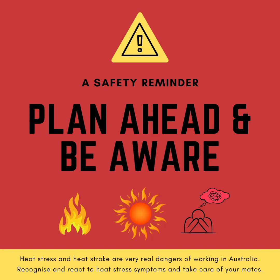 Digirock_Geos's tweet photo. There are very real dangers of working in the Australian outback; bushfires, strong summer sun &amp; ground conditions that radiate heat. It's important you recognise &amp; react to heat stress symptoms &amp; take care of your mates. More info on the DMIRS website: https://t.co/BJRhS9SVND https://t.co/kkoO9kKwsr