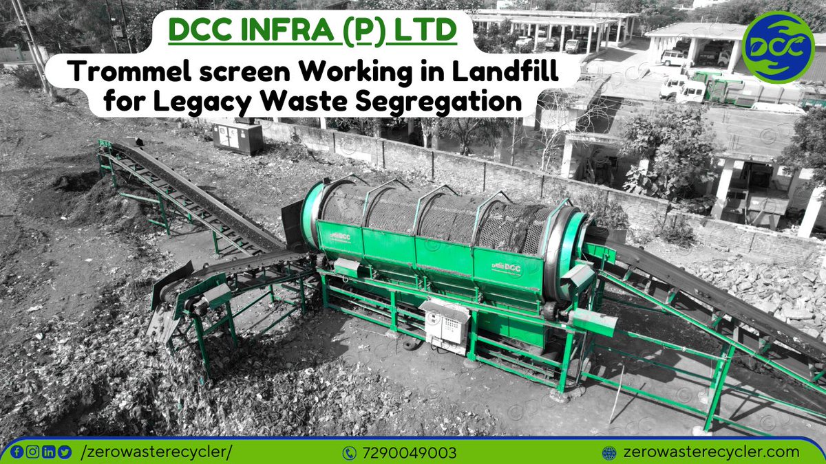 dcczerowaste's tweet image. DCC INFRA (P) LTD Trommel screen Working in Landfill for Legacy Waste Segregation.

For more info 
Call: +91-7290049003  
Email: info@zerowasterecycler.com
zerowasterecycler.com/trommels/

#trommel #ballisticseparator #wastemanagement  #legacywaste #biomining  #landfill #dcc #dccinfra