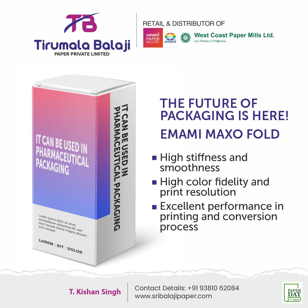 balaji_paper's tweet photo. Elevate the packaging of your brand with the best. Emami Maxo Fold is ideal for all kinds of packaging requirements.
#SriBalaji #SriBalajiPaper #Emami #WestCoast #Pharmaceutical #PharmaceuticalIndustry #LovePaper #PaperLove #Paper #PaperSmarter #IncrediblePaper #Hyderabad https://t.co/NnLT4ZsP2s