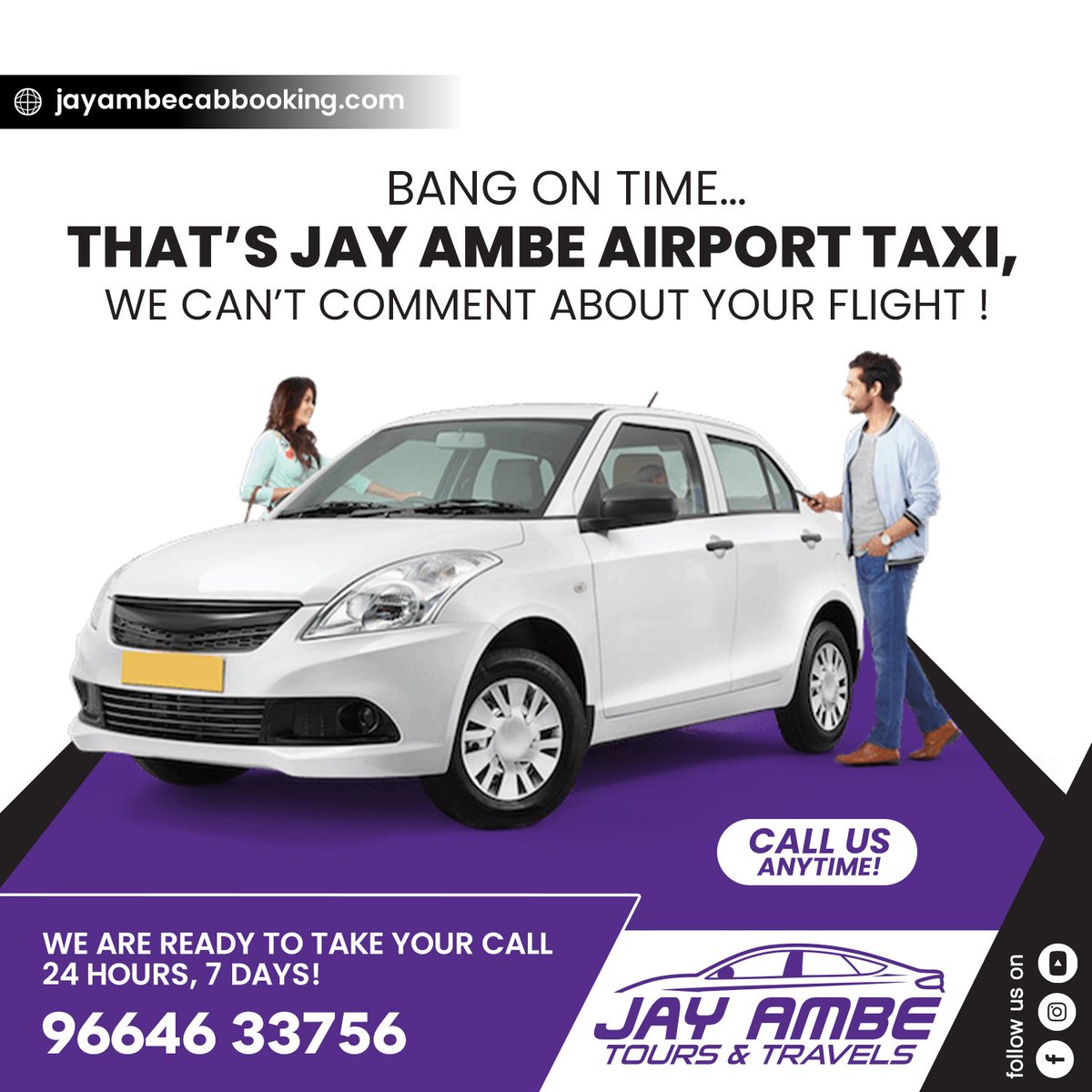 Perfection & Punctuality in #Airport pick up & drop service in Ahmedabad means – #JAYAMBE #TOURS & #TRAVELS! 

Book your taxi now:
Call us on 📞 +91 96646 33756
or 
Visit: jayambecabbooking.com
.
.
.
#jayambecabbooking #airporttaxi #airportpickup #airportdrop #taxi #taxiservice