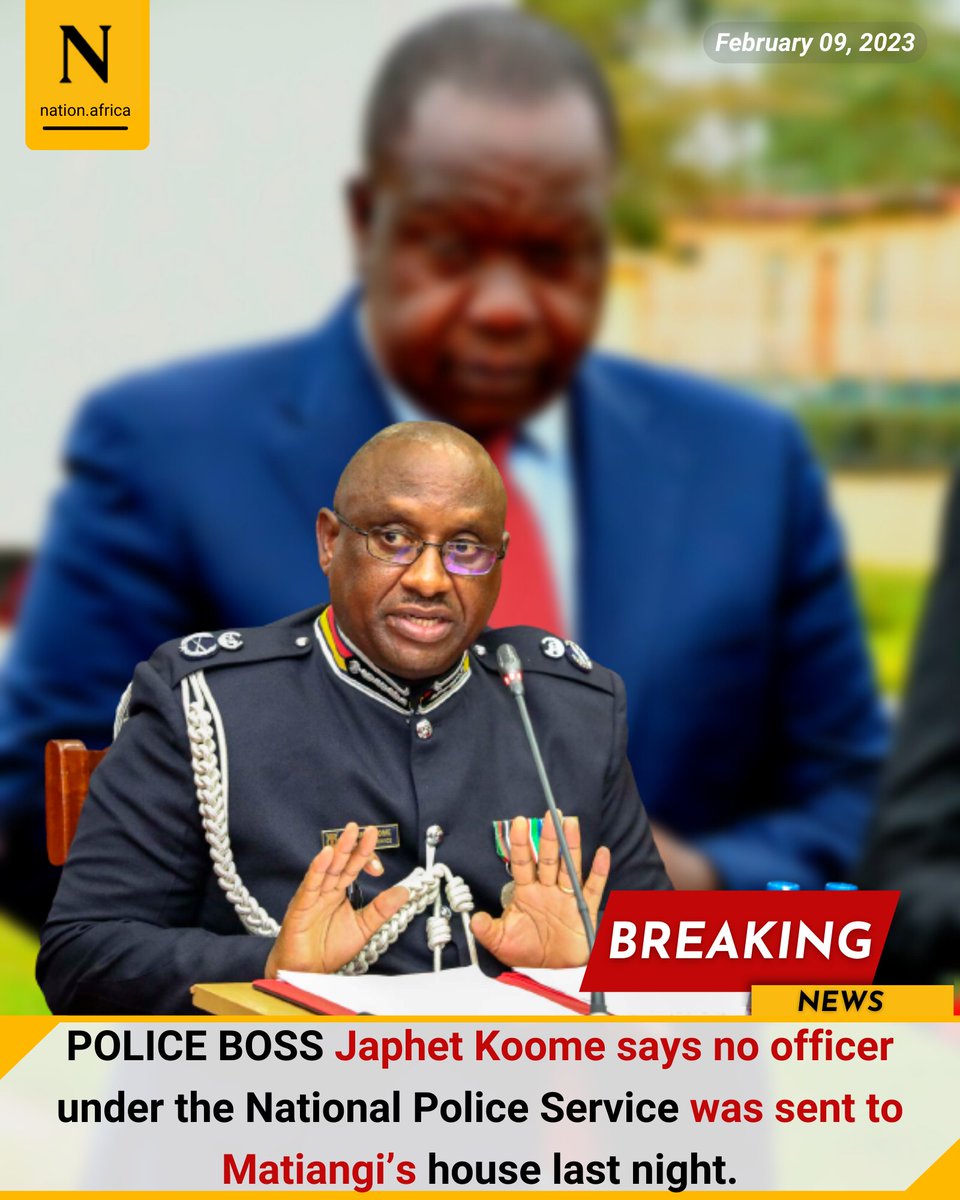 POLICE BOSS Japhet Koome says no officer under the National Police Service was sent to Matiangi’s house last night.

bit.ly/3xdRP9a