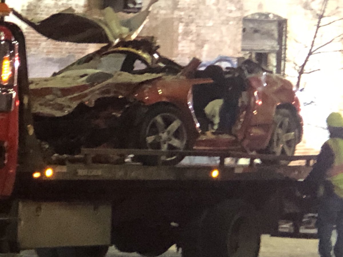 Crews now removing two cars that crashed into vacant building at North and Wolfe causing it to collapse. One person has died.  Five others are injured.